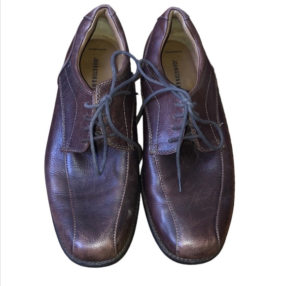 Johnston & Murphy Shoes Mens Size 10.5 Brown Sheepskin Lace Up Oxfords 59-10186 - Picture 9 of 9